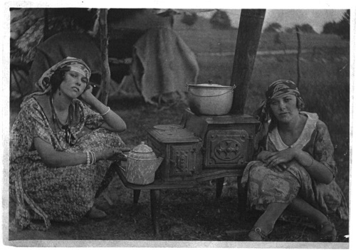 Gypsies came every summer to trade horses, help local farmers harvest crops, sharpen tools, and be accused of stealing, etc. They often camped outside Sugar Loaf prior to World War II. 1920s or 1930s. chs-001051